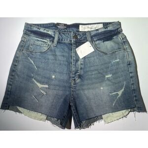 Treasure & Bond foster Boyfriend Denim Shorts Button Up Destroyed Frayed Hem 29